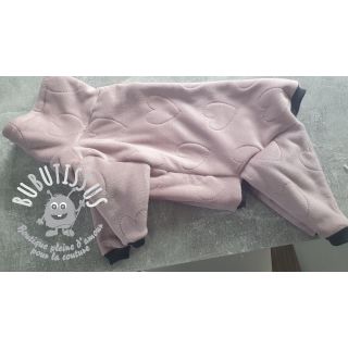 Tissu velours jersey TEDDY Hearts old pink