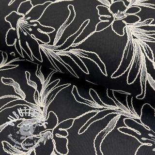 Tissu coton EMBROIDERY GABARDINE Luana black