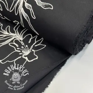 Tissu coton EMBROIDERY GABARDINE Luana black
