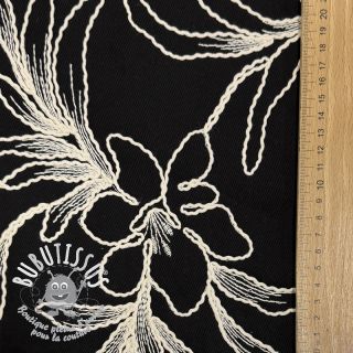 Tissu coton EMBROIDERY GABARDINE Luana black