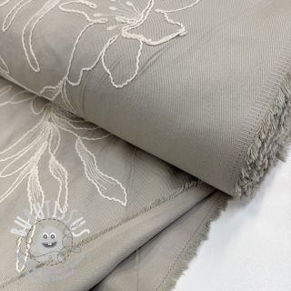 Tissu coton EMBROIDERY GABARDINE Luana grey