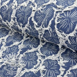 JEANS DENIM Ruffia Flowers design A