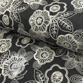 Tissu coton JEANS EMBROIDERY Niva design C