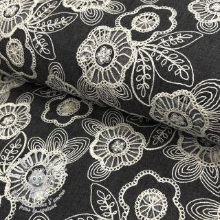 Tissu coton JEANS EMBROIDERY Niva design C