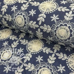 Tissu coton JEANS EMBROIDERY Niva design B