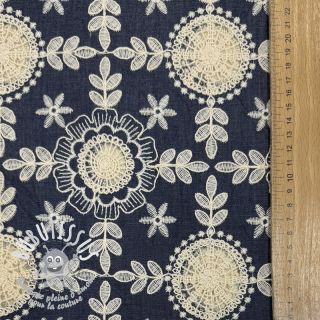 Tissu coton JEANS EMBROIDERY Niva design B