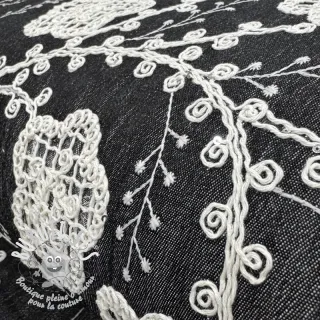 Tissu coton JEANS EMBROIDERY Flora design F