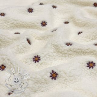 Tissu de manteau TEDDY EMBROIDERY Mini ecru