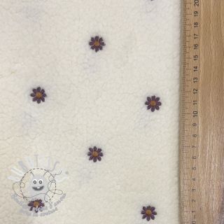 Tissu de manteau TEDDY EMBROIDERY Mini ecru