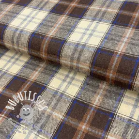 Tissu coton YARN DYED CHECK BRUSHED brown