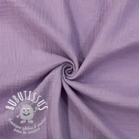 Tissu double gaze/mousseline dark lilac ORGANIC